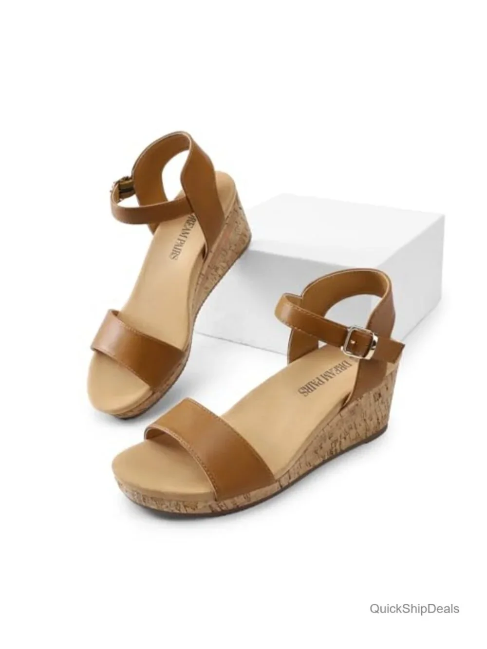 Open Toe Buckle Ankle Strap Platform Wedge Sandals